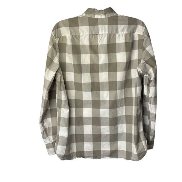 J.CREW Gray White Gingham Check Woven Button Down Shirt 100% cotton Men's XL - Picture 2 of 5